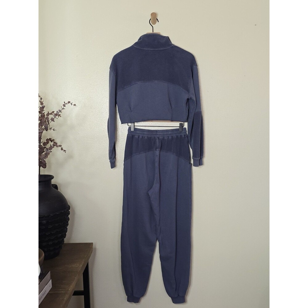 Bohme Women's XS Blue Cropped Quarter Zip Sweatshirt Jogger Pants 2 Piece Set - Picture 9 of 13